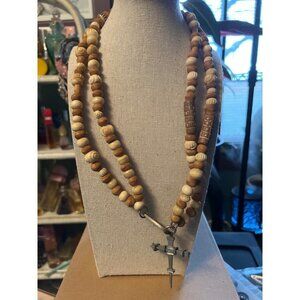 Artisan Wood Bead Toggle Necklace -- 22"